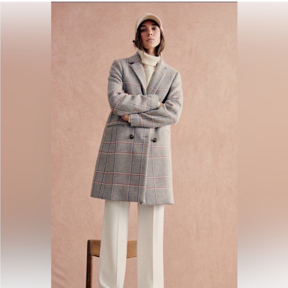 Sezane Manteau Johnson Carreaux Dublin Coat Plaid 36 4